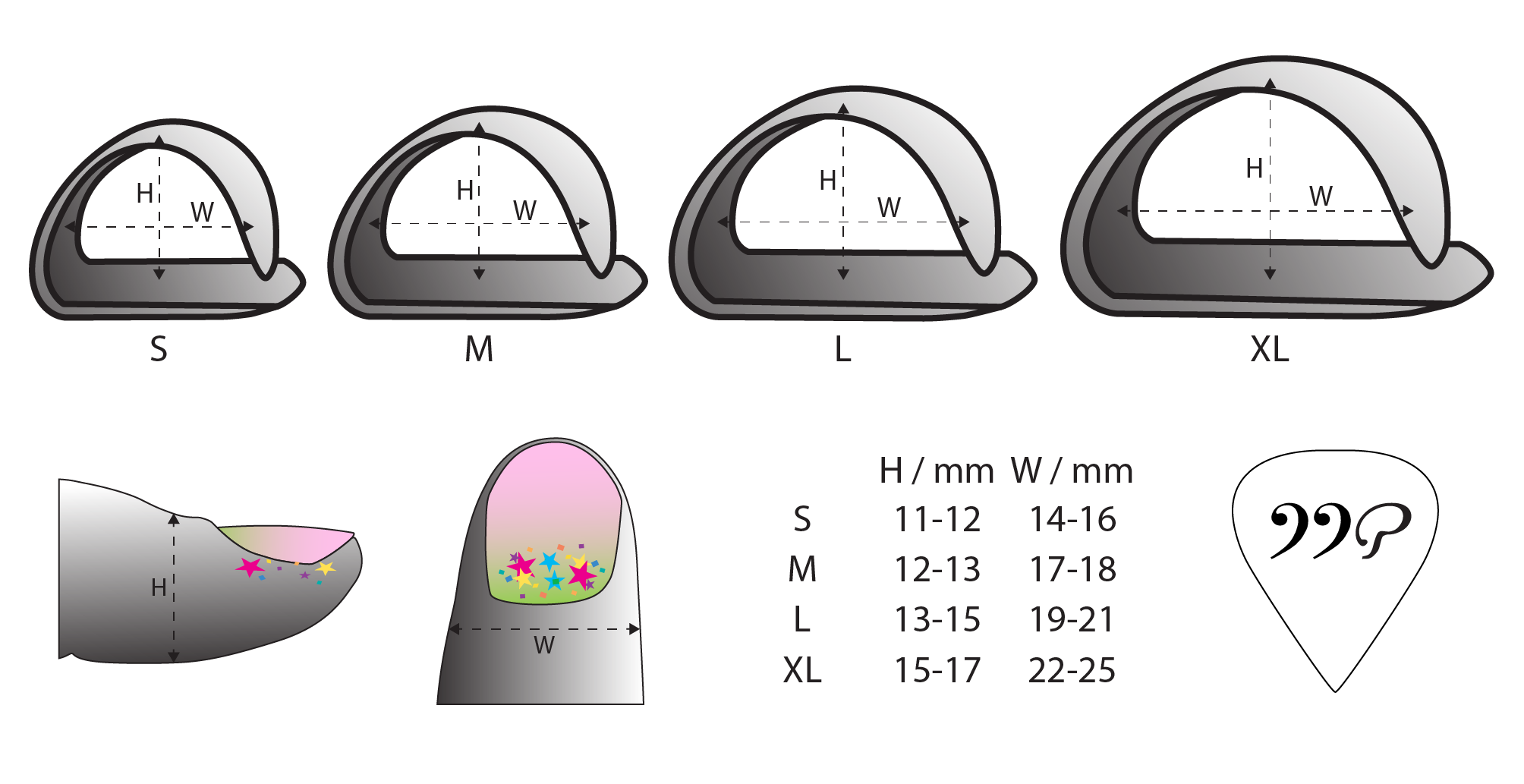 Thumb pick size guide